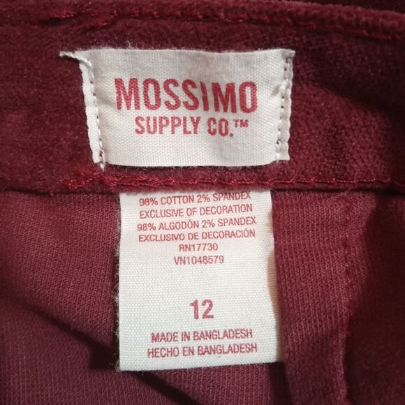 MOSSIMO SUPPLY CO Burgundy, Velvet, Courduroy Skirt Size 12 - Picture 3 of 3